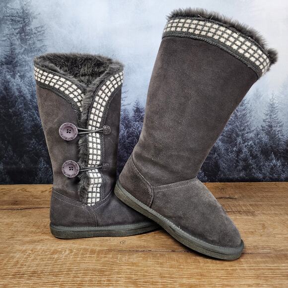 Alpine Design Annabelle Grey Faux Fur Suede Leather Boots | Women's 6 - Picture 1 of 12